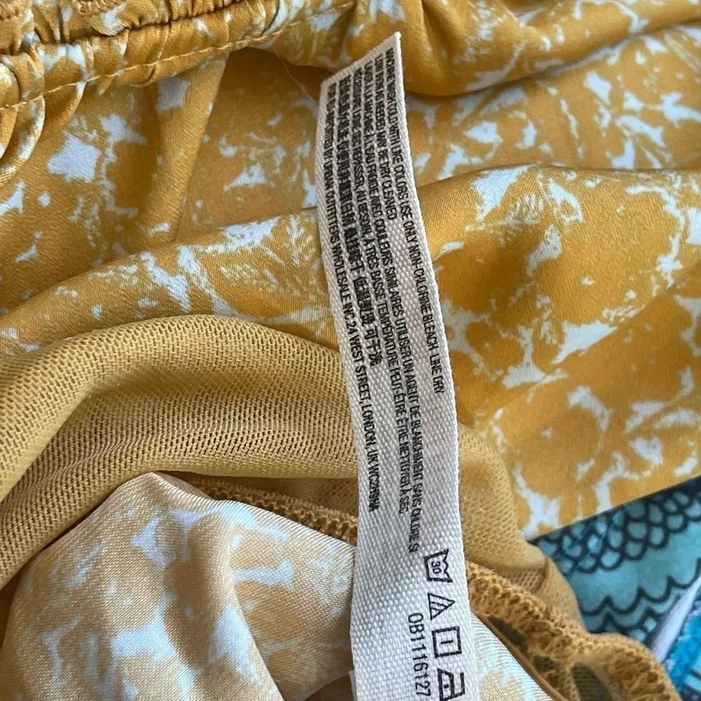 Intimately Free People All Tucks Yellow Floral Printed‎ Thong Back Bodysu…